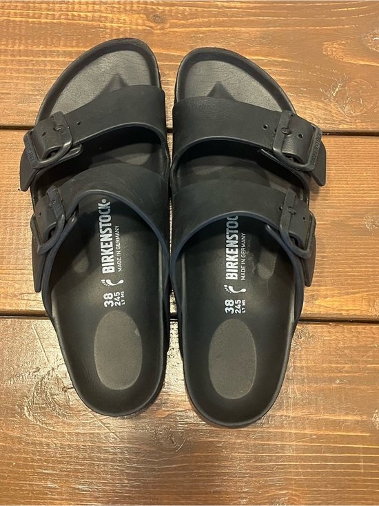 Birkenstock Shoes - Birkenstock Black Two-Strap EVA Slide Sandals size 38